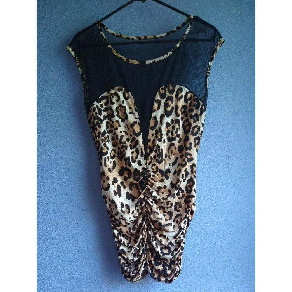 Cameo Mini Leopard Sheer Top - Lightweight Mesh Blouse - Size M/L